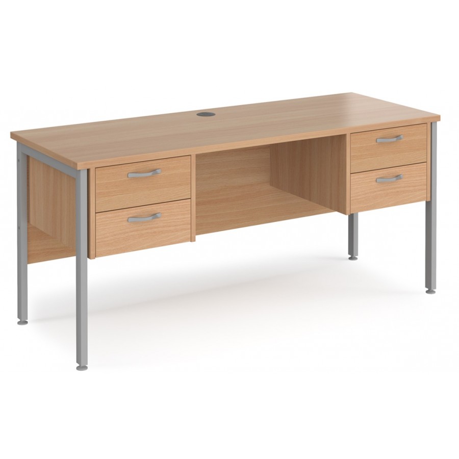 Maestro H Frame Shallow Desk with Twin Pedestal